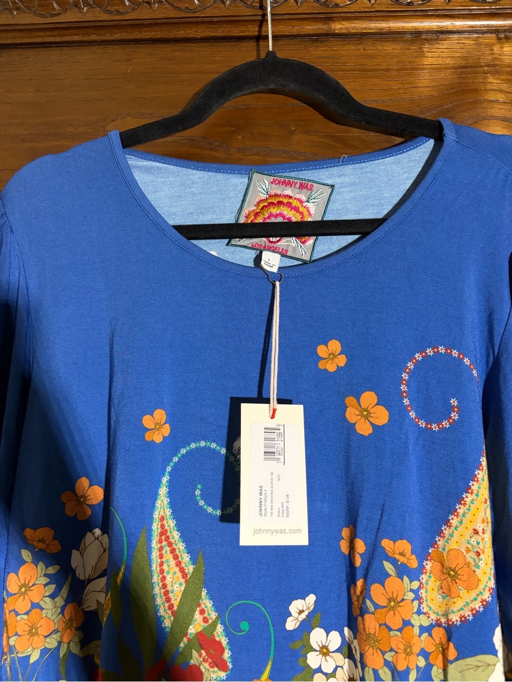 Johnny Was Royal Blue Floral Paisley Tunic - Picture 2 of 5